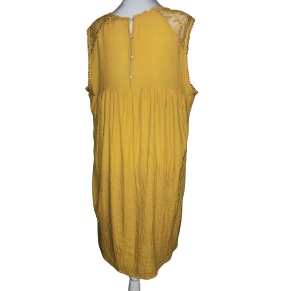 Dress Mustard Yellow Lace Trim Sleeveless Casual Summer Vacation Dress Size 2X - Picture 3 of 7